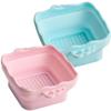 BIUDECO 2pcs Silicone Makeup Brush Cleaning Bowl and Portable Makeup Brush Washers for Easy Cleansing of Sponges and Applicators Blue Pink view 1