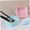 BIUDECO 2pcs Silicone Makeup Brush Cleaning Bowl and Portable Makeup Brush Washers for Easy Cleansing of Sponges and Applicators Blue Pink view 3