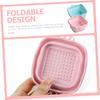 BIUDECO 2pcs Silicone Makeup Brush Cleaning Bowl and Portable Makeup Brush Washers for Easy Cleansing of Sponges and Applicators Blue Pink view 4