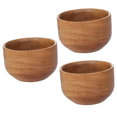 Healeved 3pcs Wooden Men Shaving Bowl Shaving Cream Bowl for Home Barber Shop Light