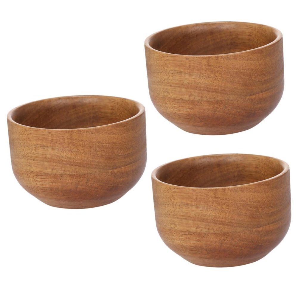 Healeved 3pcs Wooden Men Shaving Bowl Shaving Cream Bowl for Home Barber Shop Light