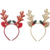 Wiywef Christmas Headbands Xmas Deer Hair Hoop Glitter Reindeer Antlers Headband Ring Furry Headdress Women Hairbands Decoration view 1