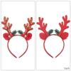 Wiywef Christmas Headbands Xmas Deer Hair Hoop Glitter Reindeer Antlers Headband Ring Furry Headdress Women Hairbands Decoration view 2
