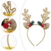 Wiywef Christmas Headbands Xmas Deer Hair Hoop Glitter Reindeer Antlers Headband Ring Furry Headdress Women Hairbands Decoration view 3