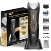 ENSSU Manscape Body Hair Trimmer for Men, Pubic Groin Hair Trimmer for Men with Safe Blade,Cordless Ball Shaver w/Light, Charging Dock,Waterproof Body Groomer Man,LED Display,1H Charge,Orange view 1