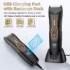 ENSSU Manscape Body Hair Trimmer for Men, Pubic Groin Hair Trimmer for Men with Safe Blade,Cordless Ball Shaver w/Light, Charging Dock,Waterproof Body Groomer Man,LED Display,1H Charge,Orange view 4