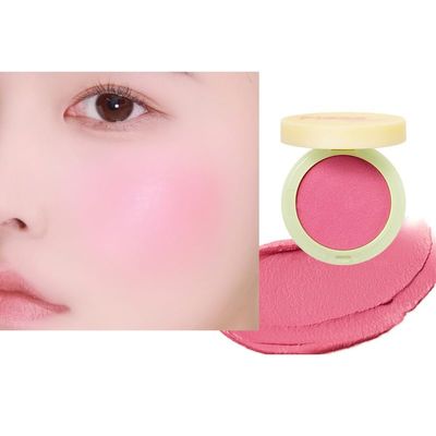 1 PC Fidoo Pat Pat Cushion Blush Mud, Low Color Saturation Matte Nude Pink Makeup Blusher Cheek Color with Mirror (A108, 4g)