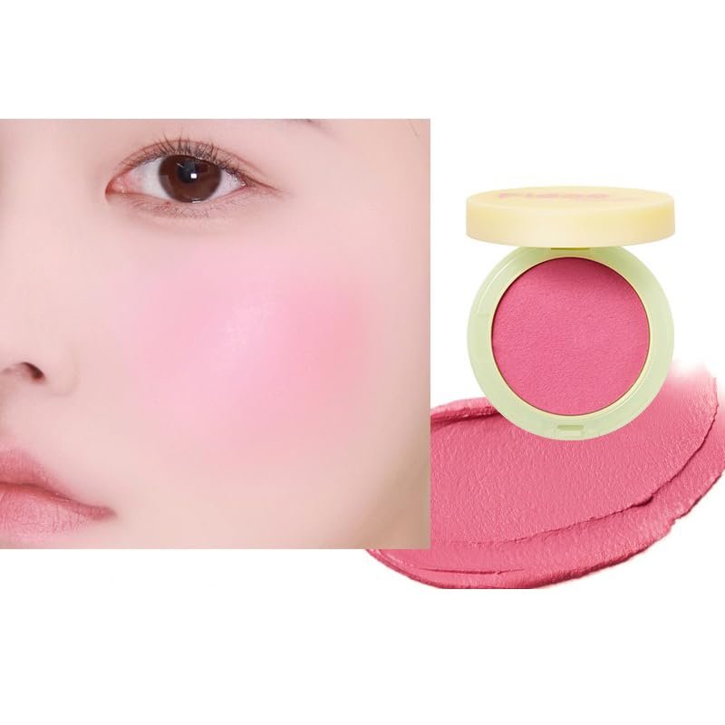 1 PC Fidoo Pat Pat Cushion Blush Mud, Low Color Saturation Matte Nude Pink Makeup Blusher Cheek Color with Mirror (A108, 4g)