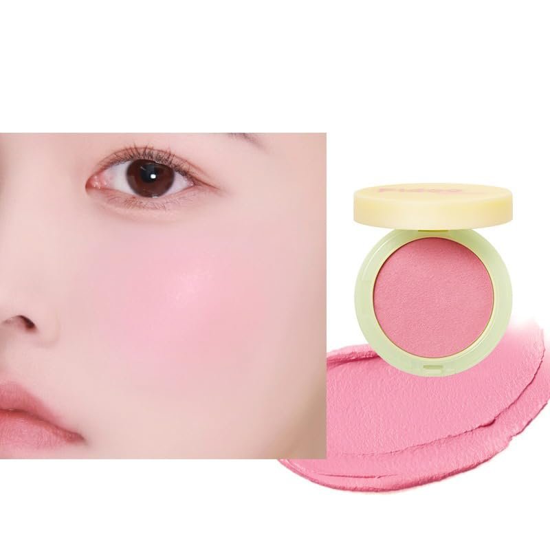1 PC Fidoo Pat Pat Cushion Blush Mud, Low Color Saturation Matte Nude Pink Makeup Blusher Cheek Color with Mirror (A102, 4g)