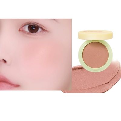 1 PC Fidoo Pat Pat Cushion Blush Mud, Low Color Saturation Matte Nude Pink Makeup Blusher Cheek Color with Mirror (A106, 4g)