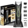 ENSSU Manscape Body Hair Trimmer for Men, Pubic Groin Hair Trimmer for Men with Safe Blade, Cordless Ball Shaver w/Light, Charging Dock, Waterproof Body Groomer Man, LED Display, 1H Charge,Green view 1
