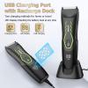 ENSSU Manscape Body Hair Trimmer for Men, Pubic Groin Hair Trimmer for Men with Safe Blade, Cordless Ball Shaver w/Light, Charging Dock, Waterproof Body Groomer Man, LED Display, 1H Charge,Green view 4