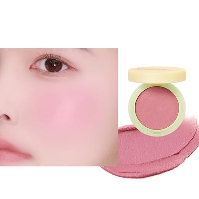 1 PC Fidoo Pat Pat Cushion Blush Mud, Low Color Saturation Matte Nude Pink Makeup Blusher Cheek Color with Mirror (A105, 4g)