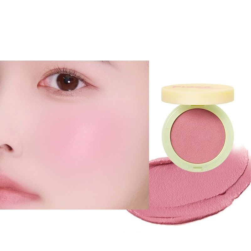 1 PC Fidoo Pat Pat Cushion Blush Mud, Low Color Saturation Matte Nude Pink Makeup Blusher Cheek Color with Mirror (A105, 4g)