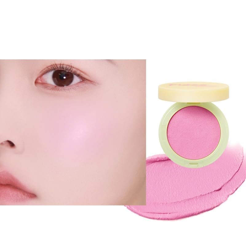1 PC Fidoo Pat Pat Cushion Blush Mud, Low Color Saturation Matte Nude Pink Makeup Blusher Cheek Color with Mirror (A101, 4g)