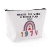 50th 1974 Makeup Bag for Women, Creative Birthday Cosmetic Bag Liner Zipper Design Linen Makeup Bag Funny Birthday Gift for Her Aunt Mom Sister Best Friend view 1