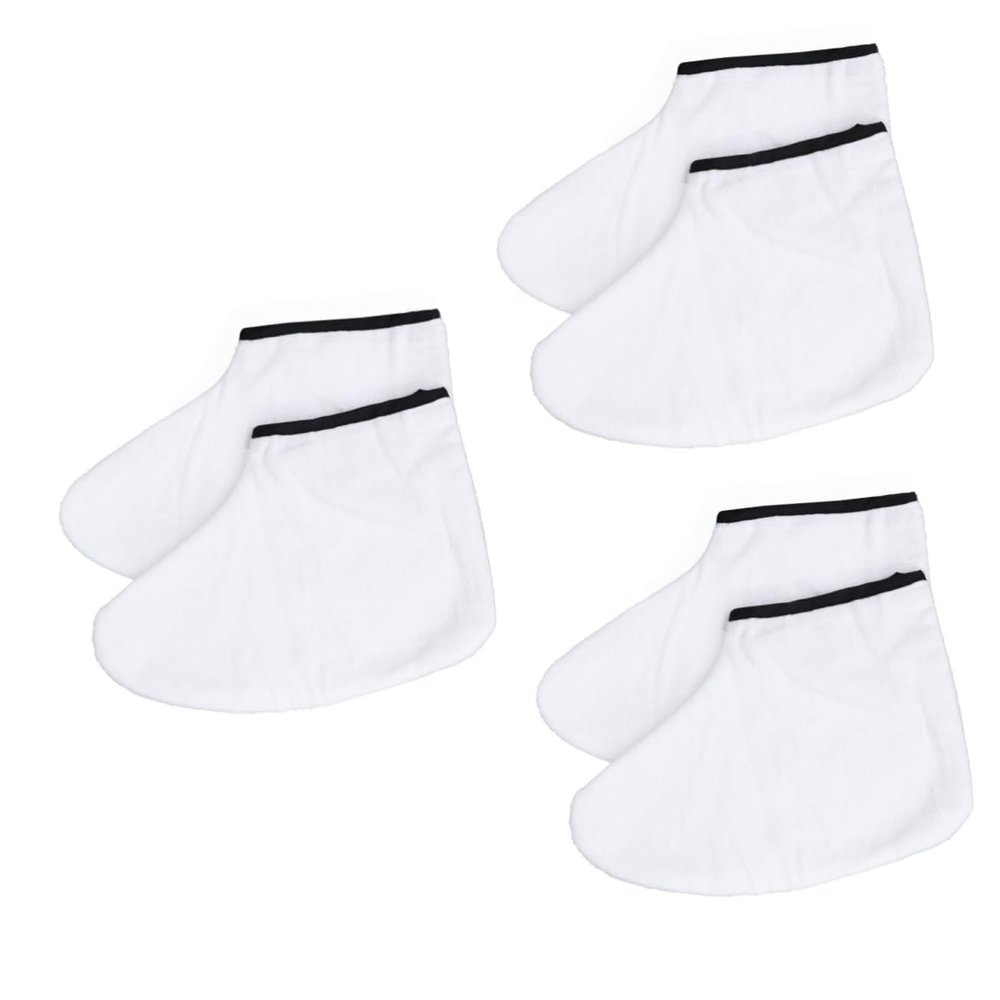 FRCOLOR 3pairs Moisturizing Wax Cover Foot Straps for Therapy White Insulated Cotton Booties for Use for Paraffin Wax Treatments