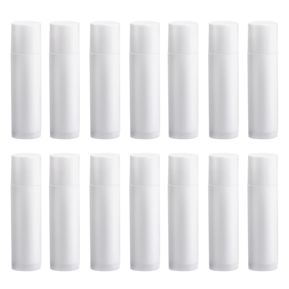 50PCS 5G White Plastic Empty Lip Balm Tubes DIY Lipstick Containers with Cap Round Homemade Lip Salve Tubes Holder Dispenser for Travel Business Trip
