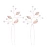 2Pcs Handmade Alloy Leaf Pearl Hair Stick Crystal for Women view 1
