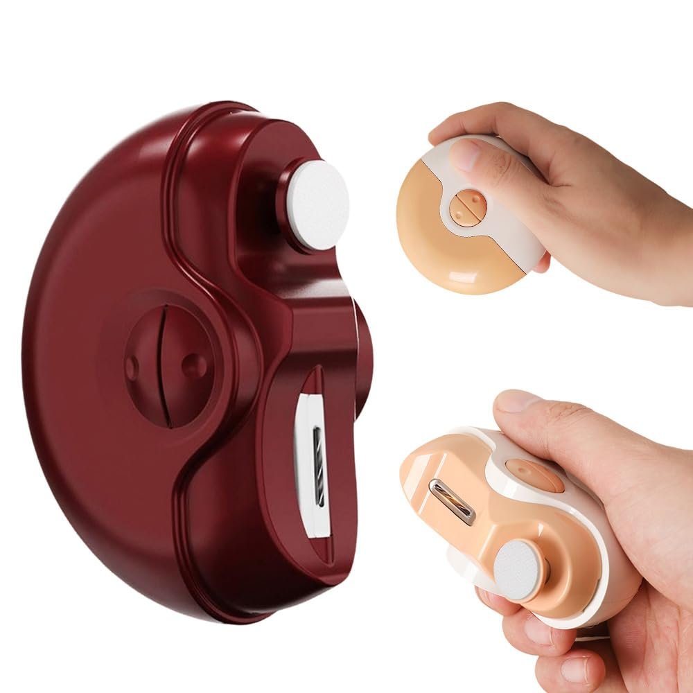 2 in 1 Electric Polishing Nail Clippers, 2025 New Automatic Trimmer With 2 Adjustable Speeds, USB Rechargeable Cordless File Kit (Red)