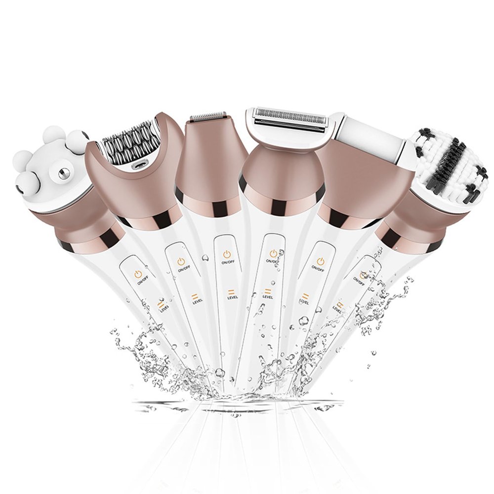 Bikini Trimmer for Women Electric and 6 in 1 Bikini Shaver Set Painless Rechargeable Womens Body Shavers Set for Nose Eyebrows Beard Pubic Hair