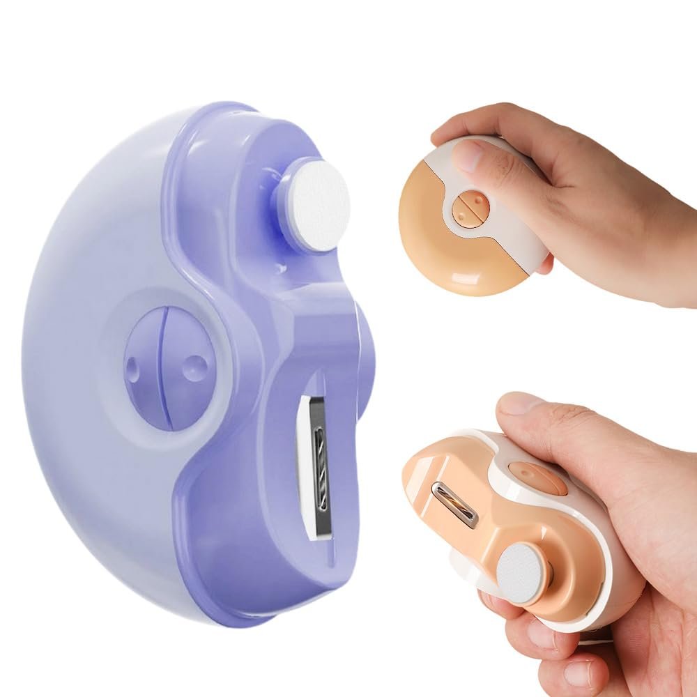 2 in 1 Electric Polishing Nail Clippers, 2025 New Automatic Trimmer With 2 Adjustable Speeds, USB Rechargeable Cordless File Kit (Purple)