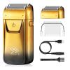 Close Shave Electric Foil Shavers for Men Electric Foil Hair Clipper Dual Floating Head LED Display Close Gromming Rechargeable Foil Hair Trimmer HT 918 (Gold) view 2