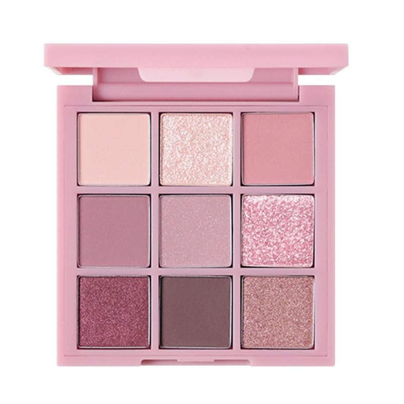 9 Color Eyeshadow Palette Makeup, Matte Glitter Shimmer Korean Eye Shadow Palettes, Highly Pigmented Long Lasting Waterproof Blendable, Knit Violet Rose Gold Purple Pink Dark Brown Glitter Eye Makeup