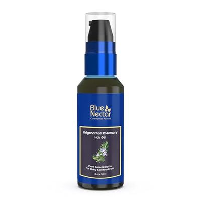 Blue Nectar Rosemary Hair Gel for Curly & Frizzy Hair | Plant Based Keratin Hair Moisturizer for Women & Men | Suitable for All Hair Types (12 Herbs, 1.7 Fl Oz)