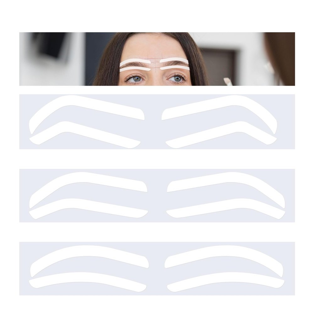 24 Pairs Eyebrow Stencils for Shaping Adhesive Eye Brow Stencils Eyebrow Shape Tape Strips, Disposable Brow Shaping Sticker Airbrush Brows Tape for Eyebrows Tinting Makeup