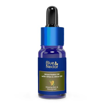 Blue Nectar Ayurveda Navel Oil with Ghee & Olive for Belly Oiling | Natural Belly Button (Nabhi) Oil for Radiant Skin & Deep Hydration (22 Herbs, 0.33 Fl Oz)