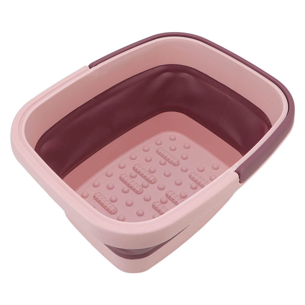 Foot Soaking Tub, Foot Bath Soak Tub with Handle Silicone Foldable Foot Tub, Portable Foot Massage Bath Bucket, Household Foot Spa Basin Foot Bath for Camping Hiking (Pink)