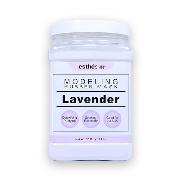 estheSKIN Peel Off Type Modeling Rubber Mask Powder Jar for Facial Skin Care Treatment (30oz) 850g, Measuring Spoon Included (30oz, 108.Lavender)