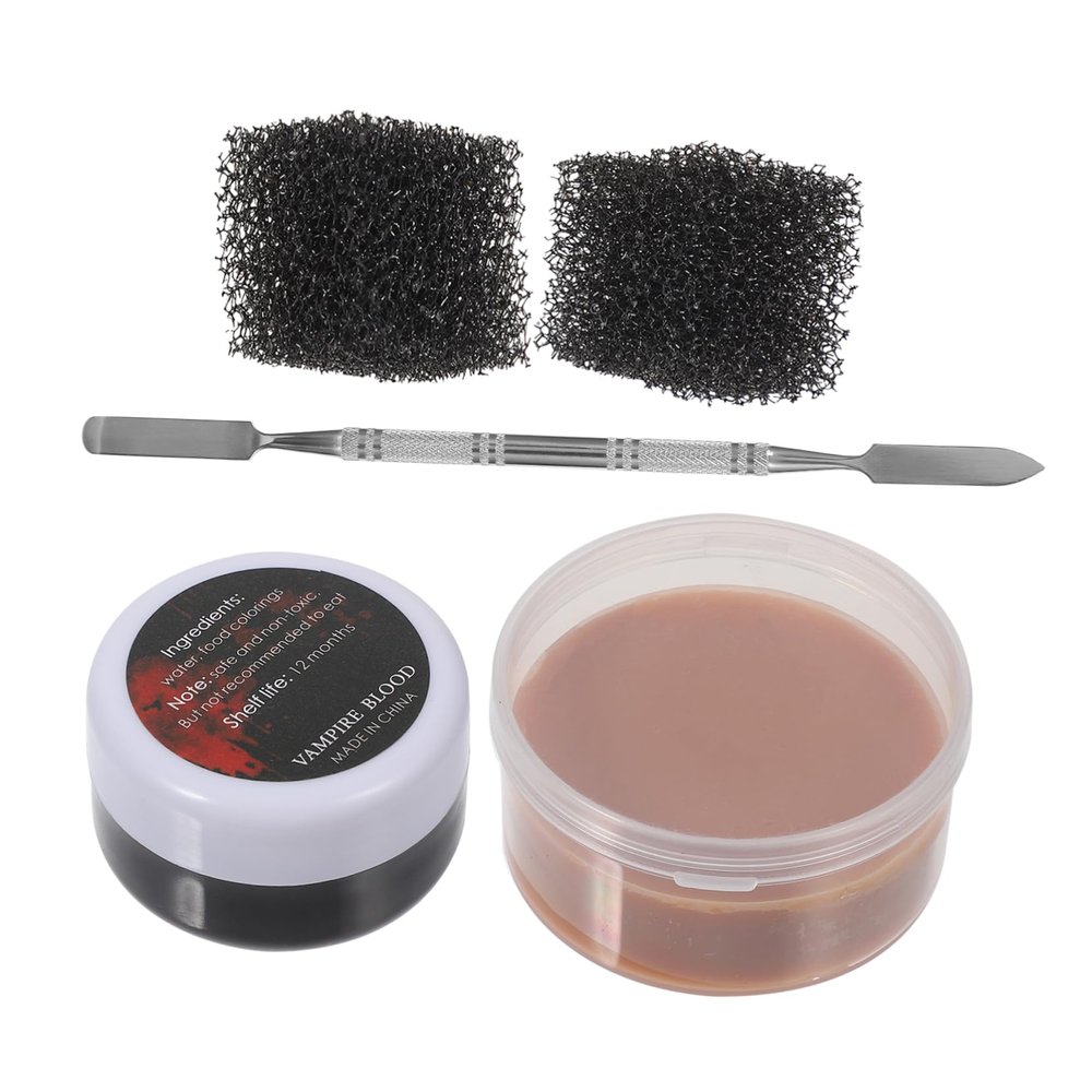 BELLIFFY Special Effects Wax Scar Makeup Kit 1 Set Skin Wax for Halloween Fake Scab Blood Body Paint for Cosplay and Party Use