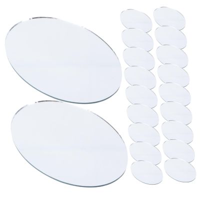 PLAFOPE 20pcs DIY Oval Cosmetic Mirror Lens Mini Unfinished Mirrors for Makeup Arts Crafts Portable for Handbag Use