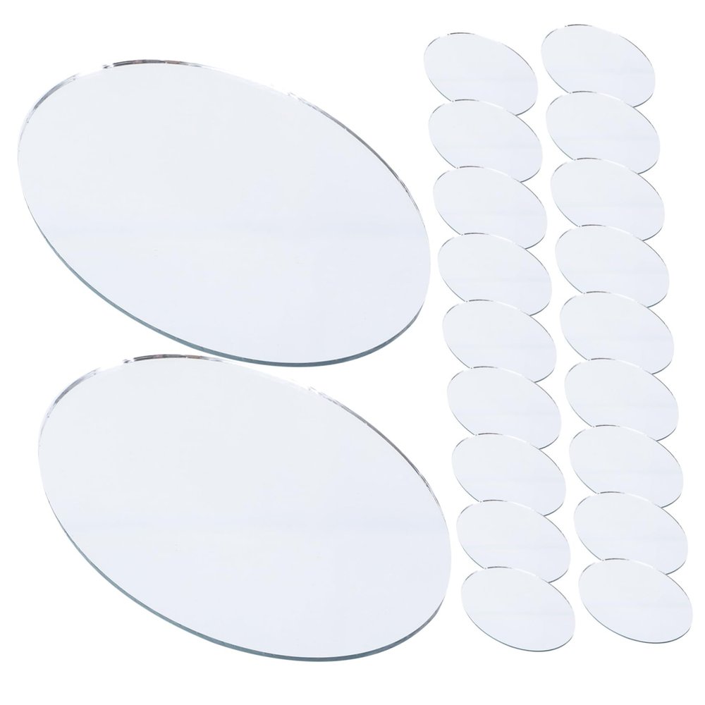 PLAFOPE 20pcs DIY Oval Cosmetic Mirror Lens Mini Unfinished Mirrors for Makeup Arts Crafts Portable for Handbag Use