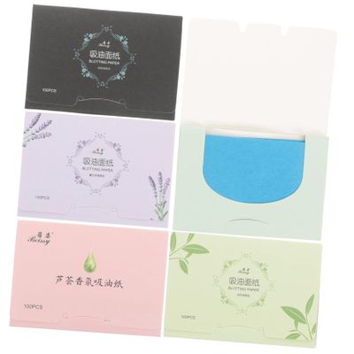 Mikinona 500 Pack Facial Oil Blotting Papers Control Oil Absorbing Sheets 6 Fragrances Ideal for Anywhere Use Random Color