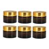 MUSISALY 6pcs Brown Glass Cream Bottles for Cosmetics Storage Empty Makeup Subpackaging Containers with Gold Caps Durable Lightweight Design for Travel and Daily Use view 1