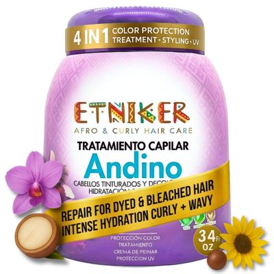 Etniker ANDINO. Curly hair mask hydrating. Leave in conditioner curls, hair curl cream for women. Salon grade results 33 oz.