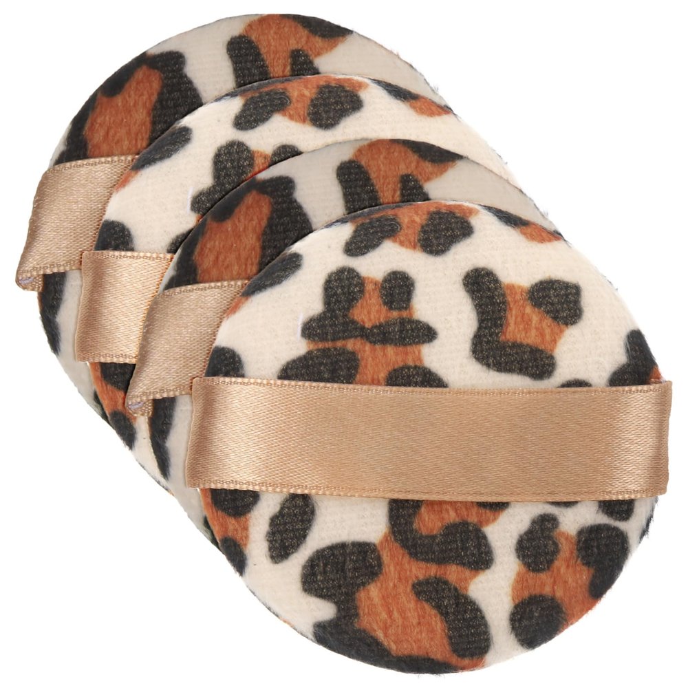 BIUDECO 4pcs Leopard Print Loose Powder Puff Women's Makeup Puff Makeup Applicator Beauty Tools