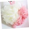 HONMEET Simple Large Bath Double Mesh Sponge Pouf Shower White White Green for Gentle Exfoliation and Relaxation view 4