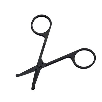 Beatifufu 1pc Safety Stainless Steel Vibrissa Nose Hair Scissors Black Eyebrow Trimmer for Precise Grooming Rounded Tip Design for Safe Use for Men and Women