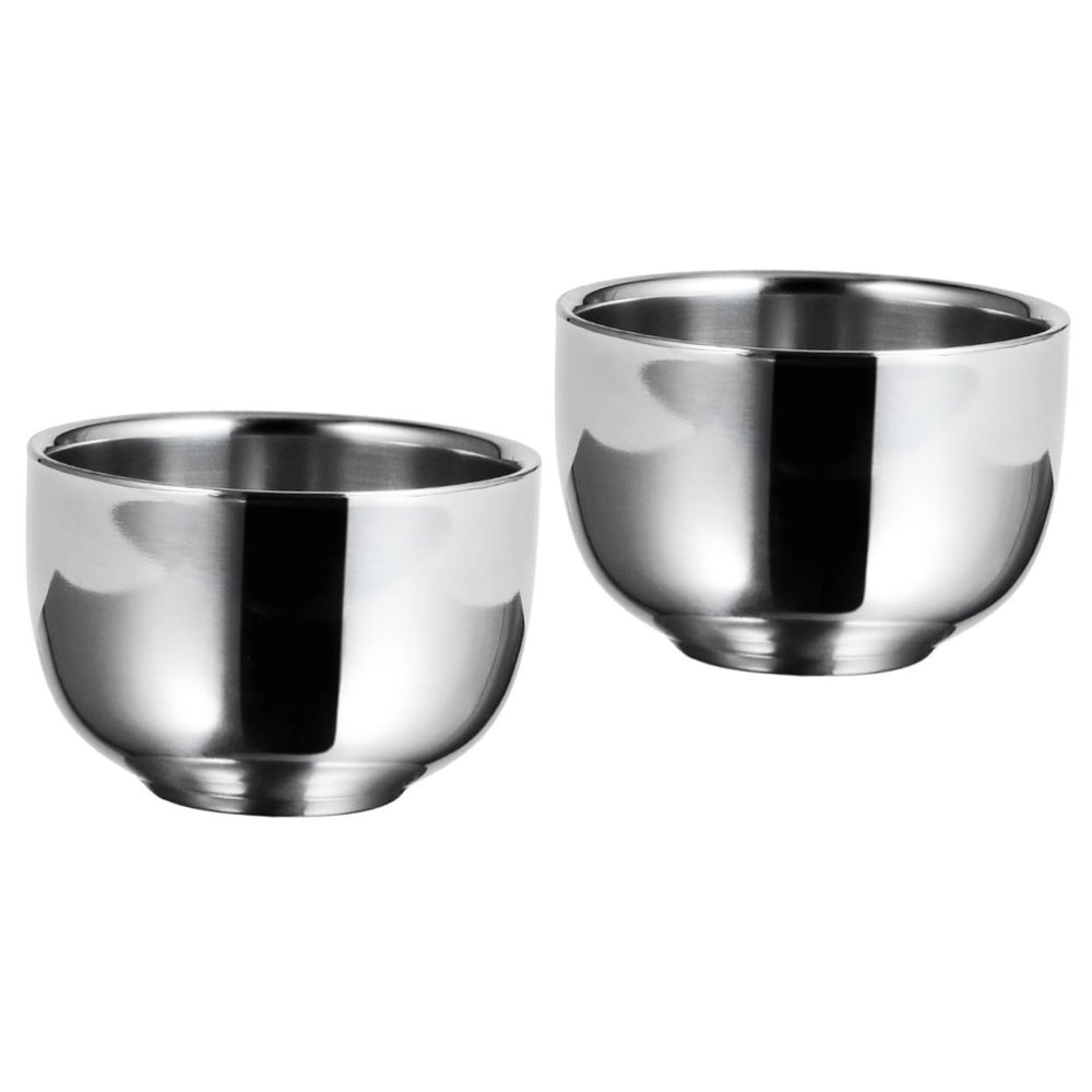 FOYTOKI 2pcs Men's Shaving Soap Bowl Stainless Steel Shaving Brush Travel Easy Bubble Comfortable Shave Barber Tool