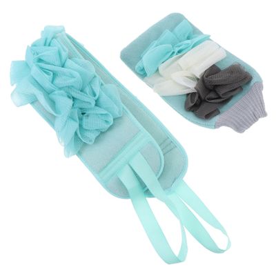 Outanaya 1set Double-sided Bathing Gloves Body Scrubber Wash Towel for Exfoliation Easy Storage and Use for Home