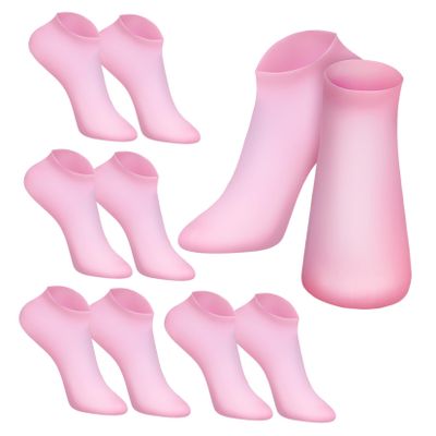 minkissy 5pairs Moisturizing Silicone Gel Foot Socks for Dry Cracked Feet Care Comfortable Reusable Soft Silicone Socks for Spa Use Elastic Fit for Women
