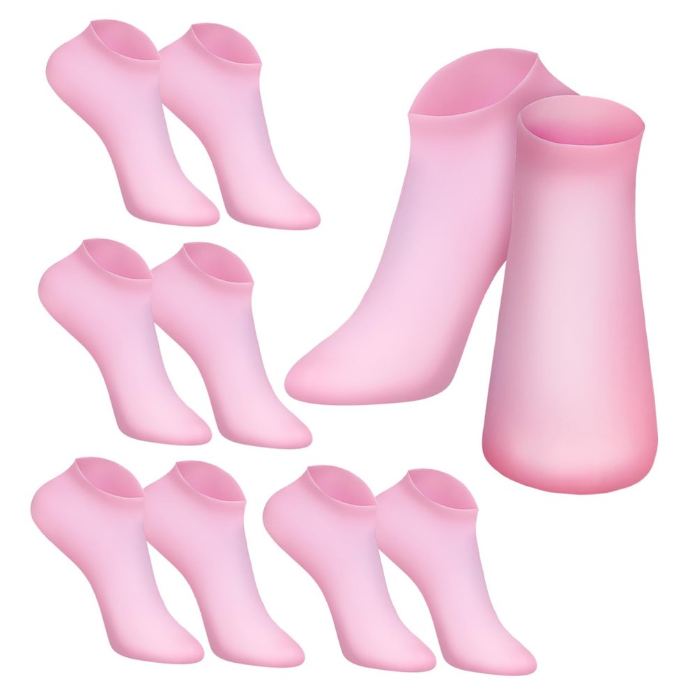 minkissy 5pairs Moisturizing Silicone Gel Foot Socks for Dry Cracked Feet Care Comfortable Reusable Soft Silicone Socks for Spa Use Elastic Fit for Women