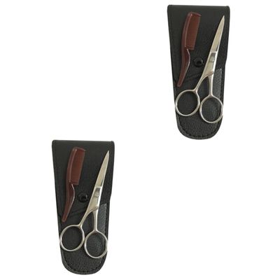 FRCOLOR 2sets Eyebrow Scissors Stainless Trimmer for Eyebrow Grooming and Beard Styling for Home and Salon Use and Easy to Handle