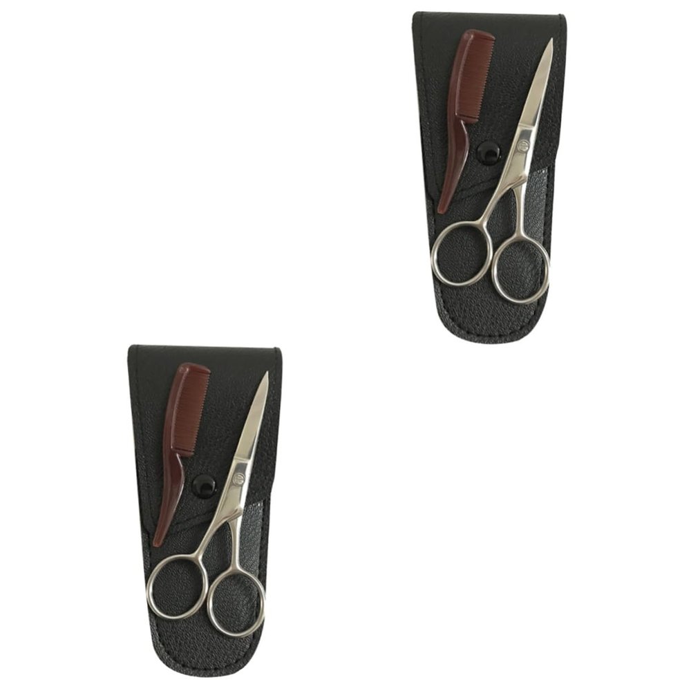FRCOLOR 2sets Eyebrow Scissors Stainless Trimmer for Eyebrow Grooming and Beard Styling for Home and Salon Use and Easy to Handle