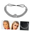 OHPHCALL Delicate Rhinestones Head Chain Elastic Headband Head Jewelry Silver Beaded Headpiece Wedding view 4