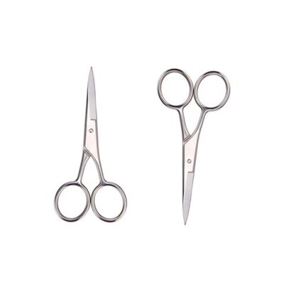 FRCOLOR Men's Hair Scissors Set 2 Pcs Stainless Steel Beard Mustache Trimmer Professional Grooming Scissors for Barbershop